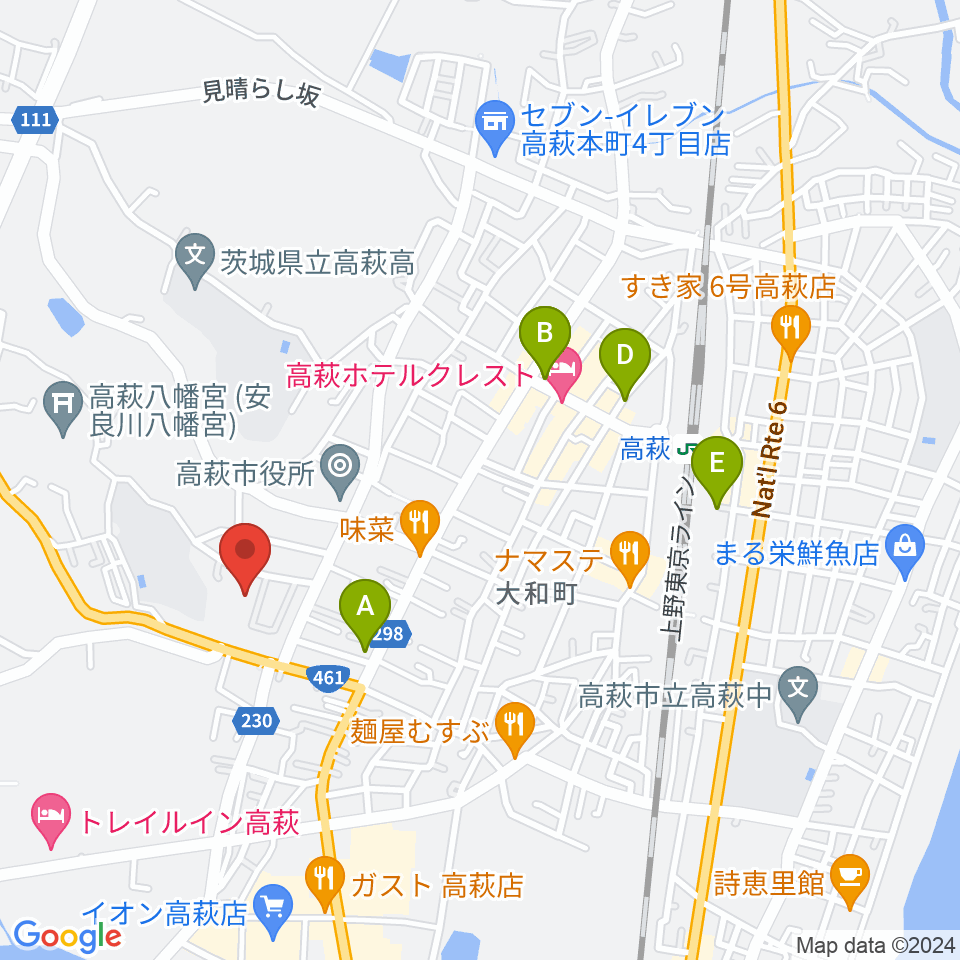 高萩市文化会館周辺のカフェ一覧地図