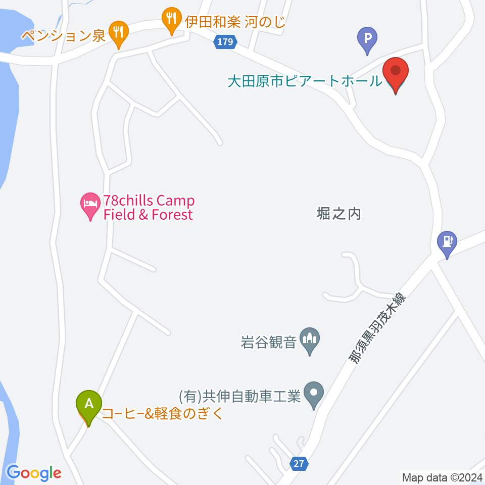 大田原市ピアートホール周辺のカフェ一覧地図