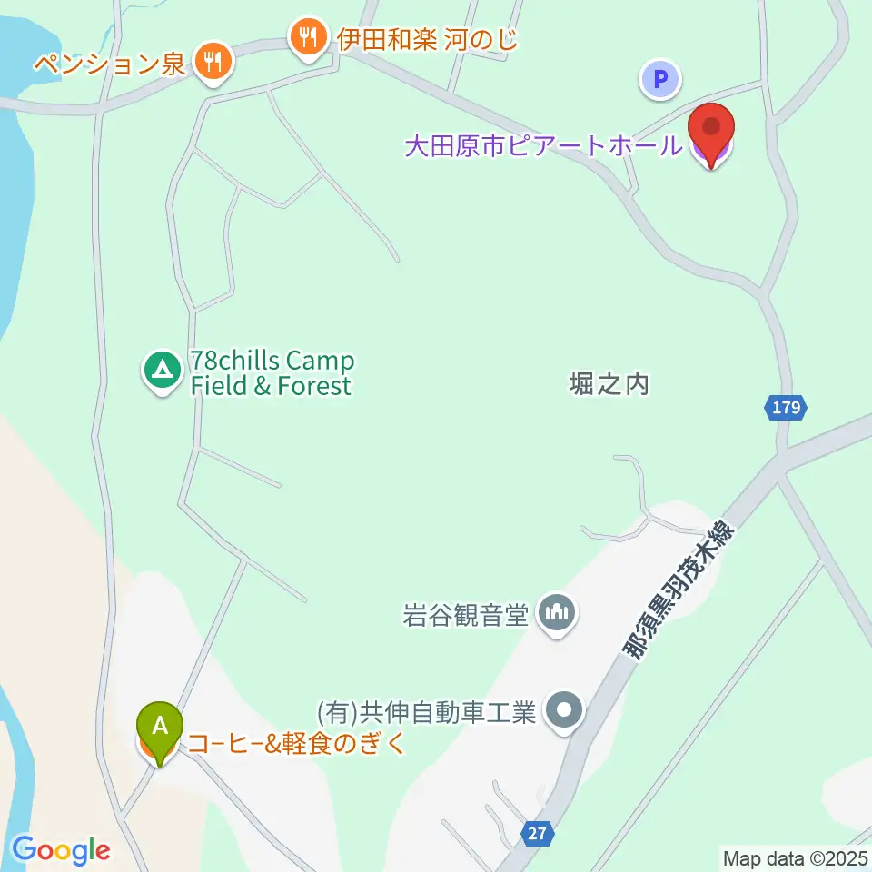 大田原市ピアートホール周辺のカフェ一覧地図