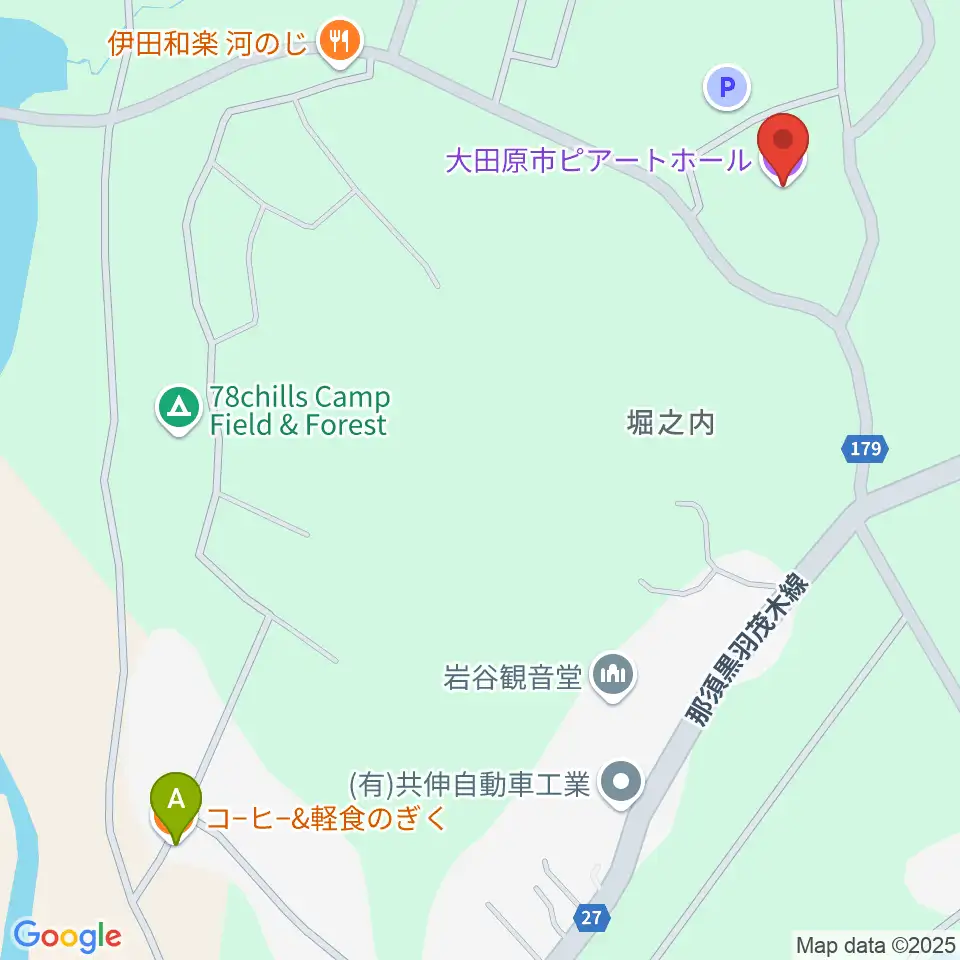 大田原市ピアートホール周辺のカフェ一覧地図