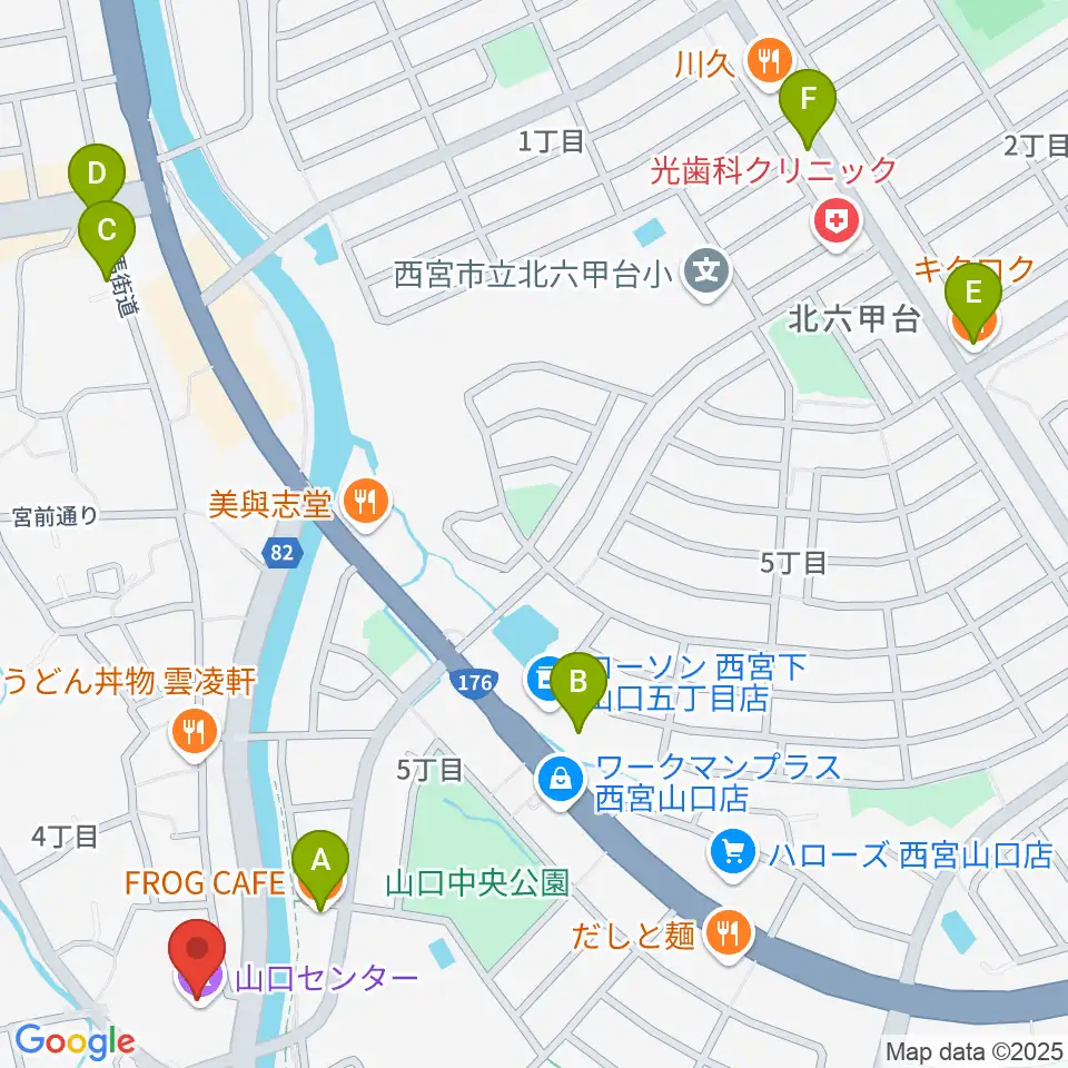西宮市山口ホール周辺のカフェ一覧地図