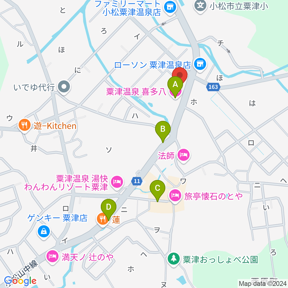 粟津演舞場周辺のカフェ一覧地図