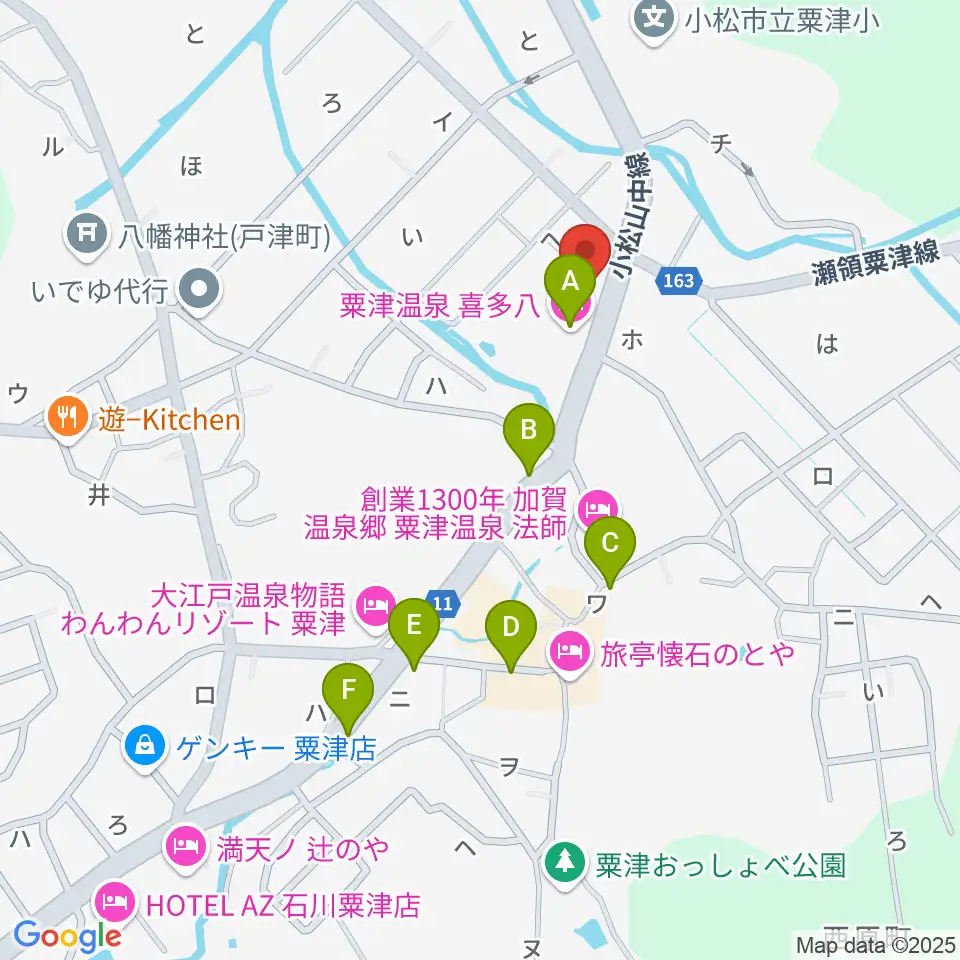 粟津演舞場周辺のカフェ一覧地図