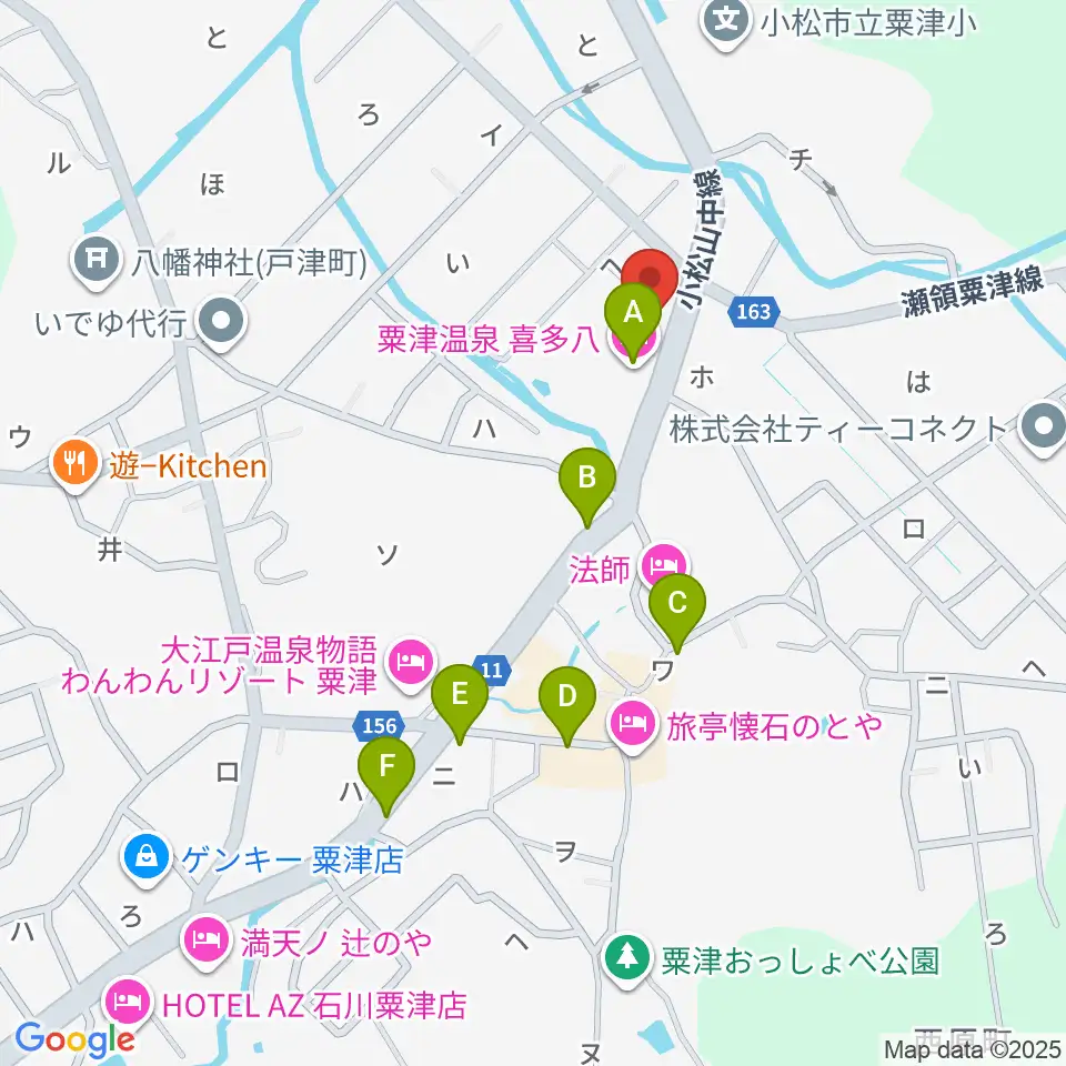 粟津演舞場周辺のカフェ一覧地図