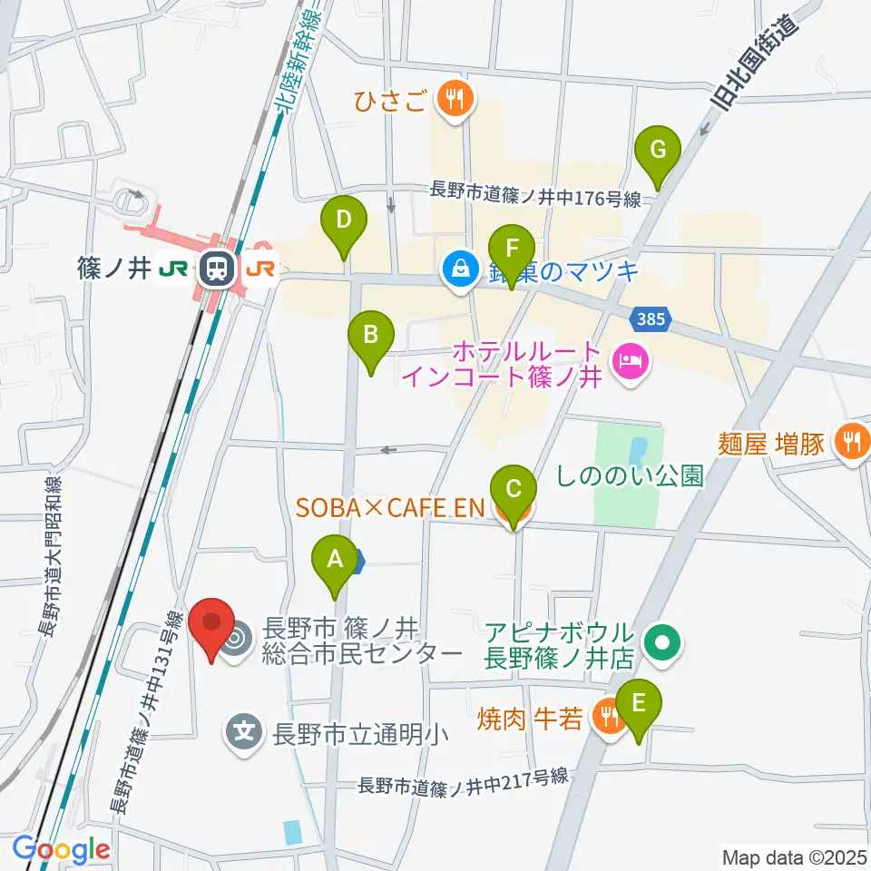 篠ノ井交流センター周辺のカフェ一覧地図