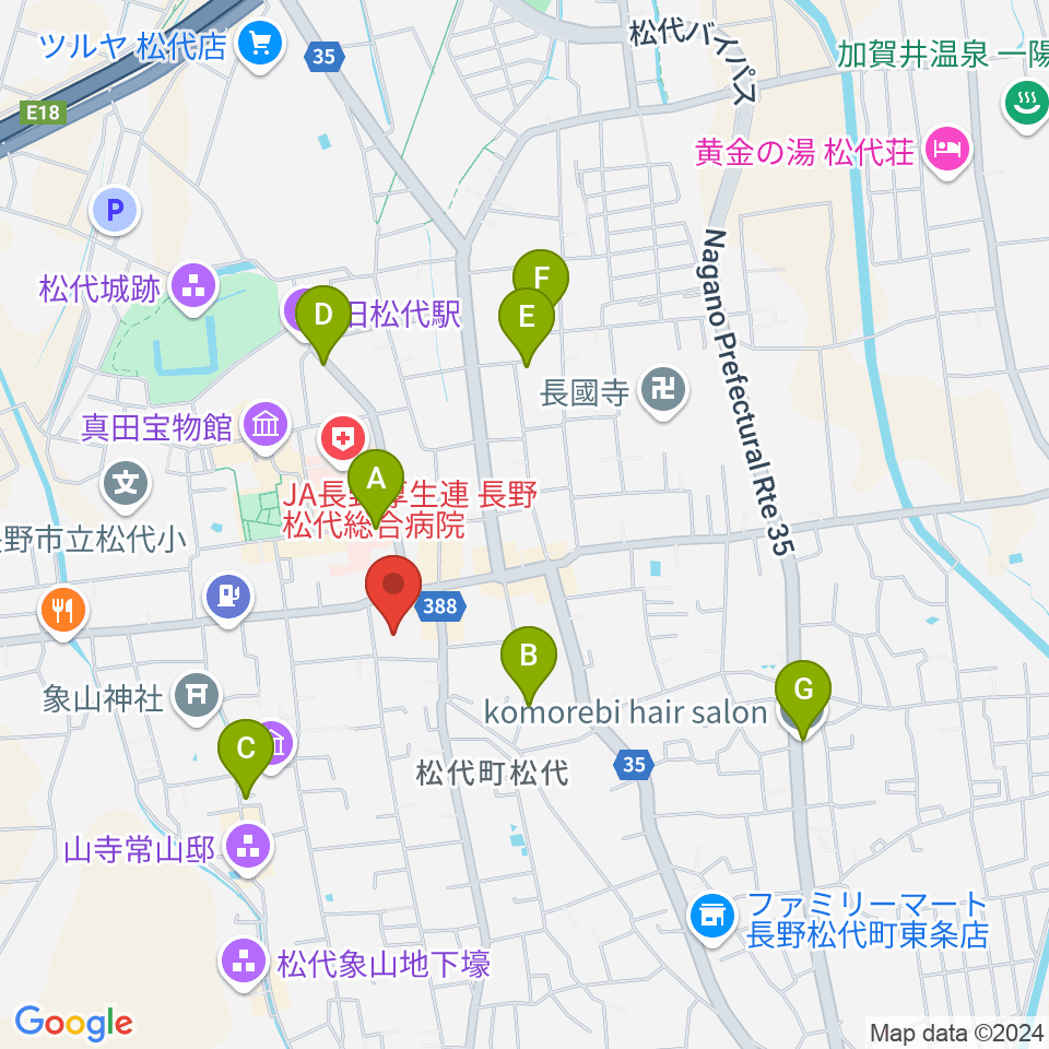 長野市松代文化ホール周辺のカフェ一覧地図