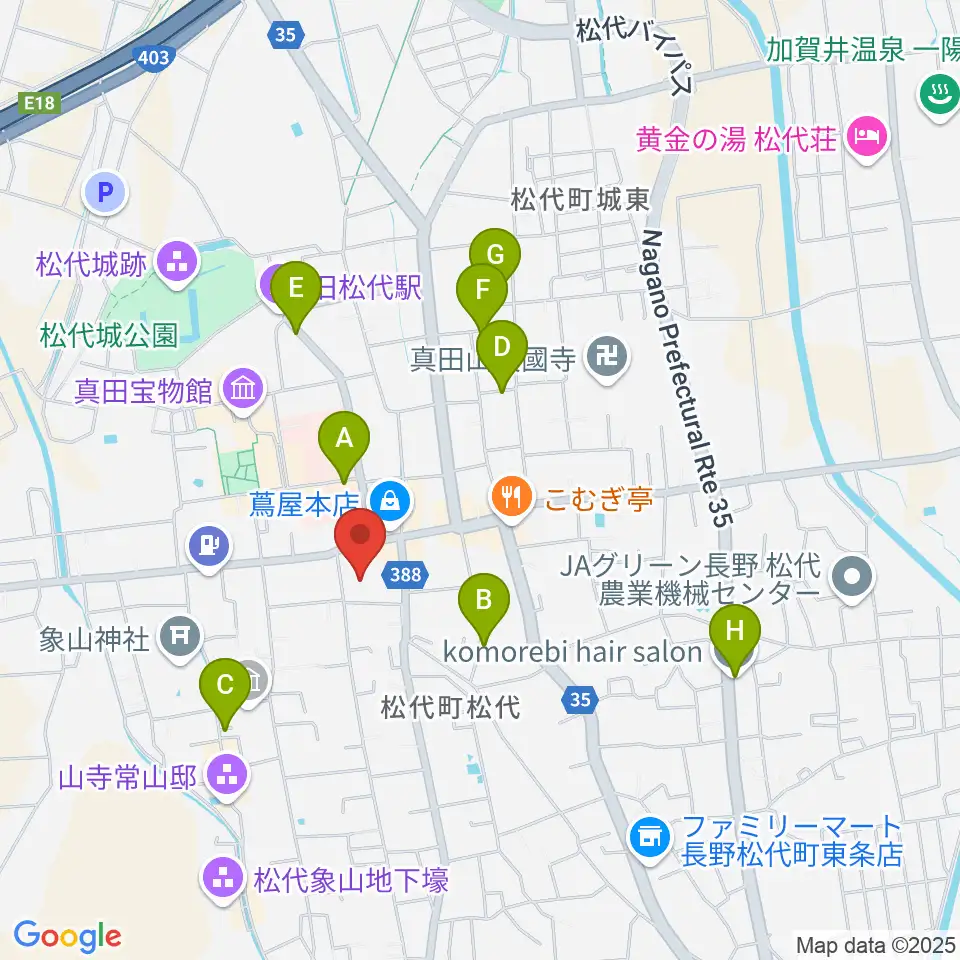 長野市松代文化ホール周辺のカフェ一覧地図