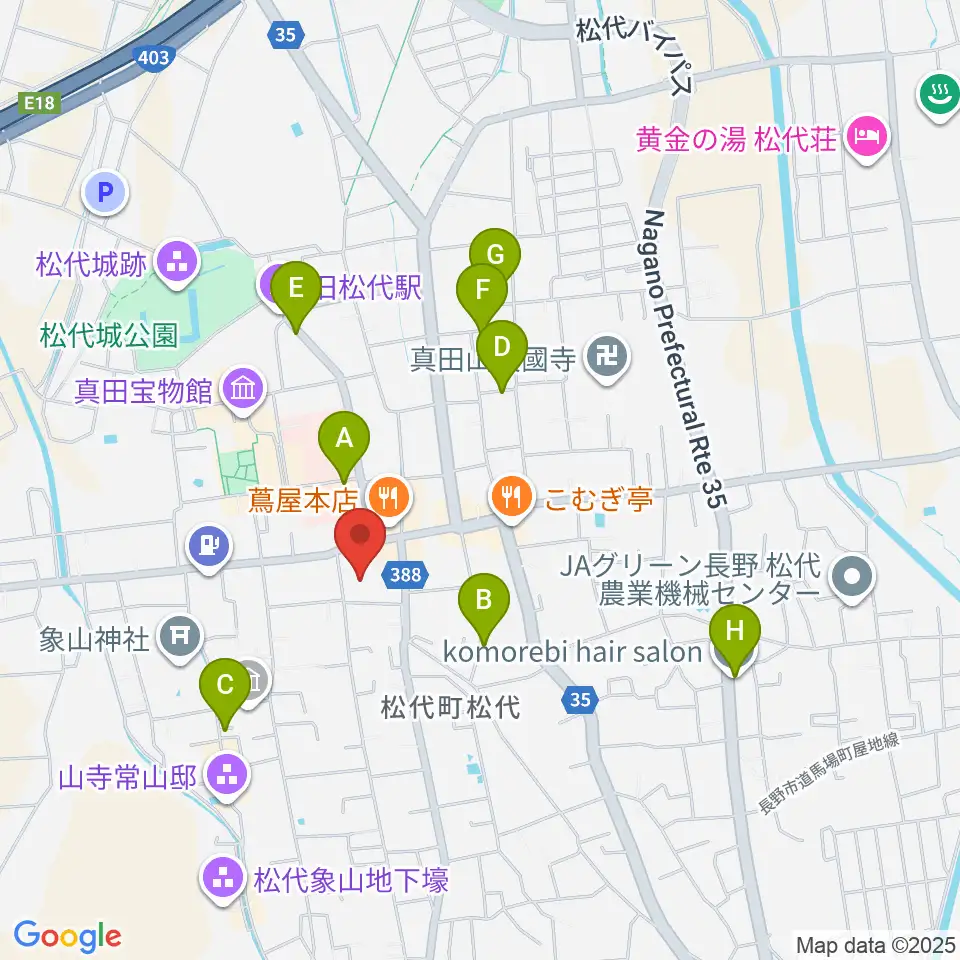 長野市松代文化ホール周辺のカフェ一覧地図
