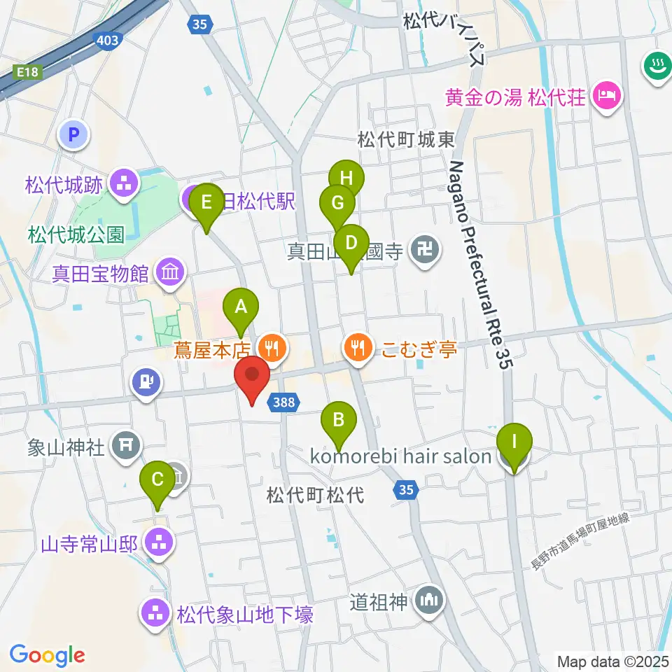 長野市松代文化ホール周辺のカフェ一覧地図
