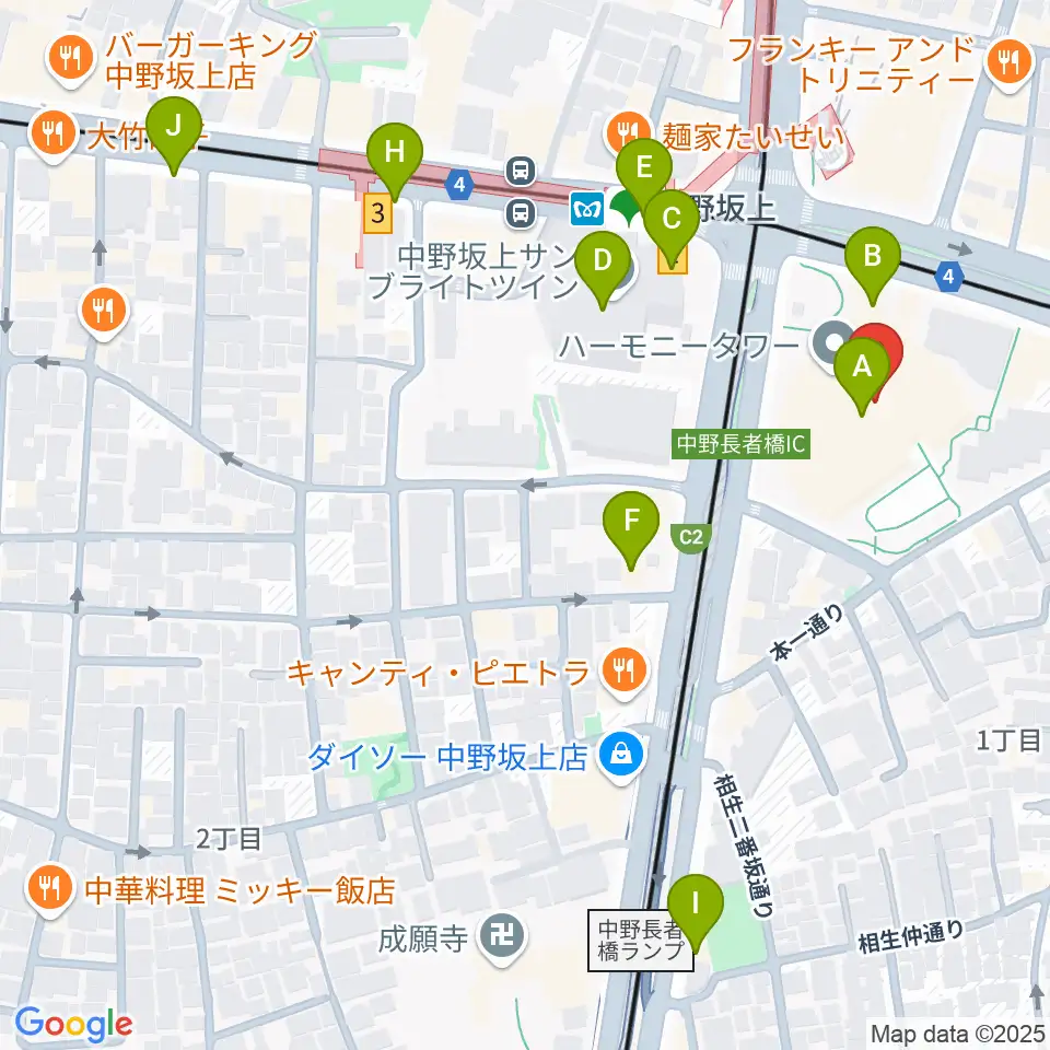 中野坂上ハーモニーホール周辺のカフェ一覧地図
