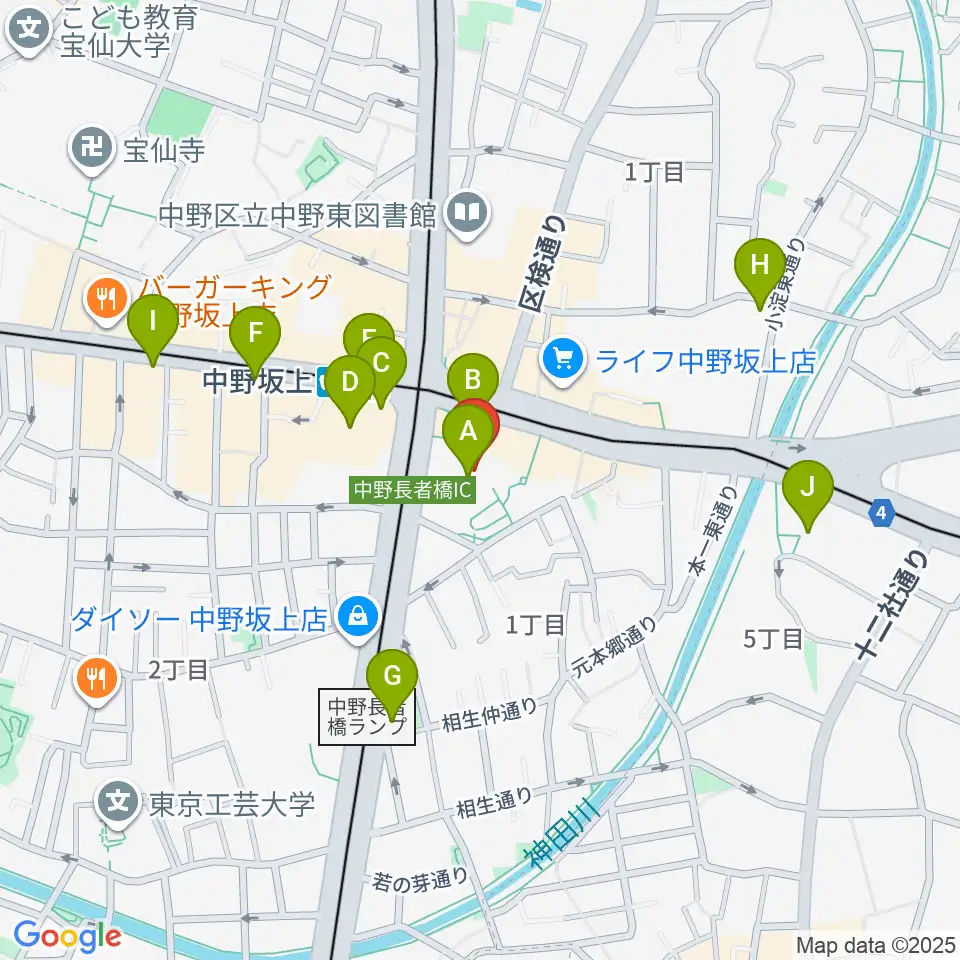 中野坂上ハーモニーホール周辺のカフェ一覧地図