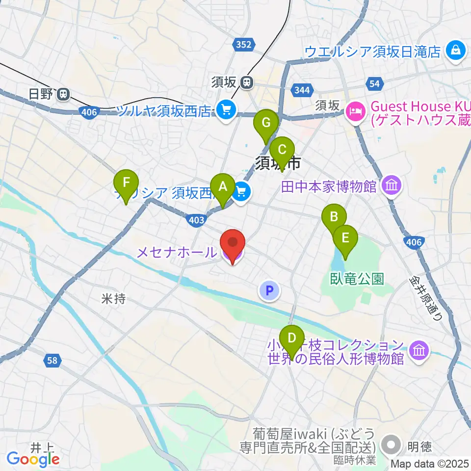 須坂市文化会館メセナホール周辺のカフェ一覧地図