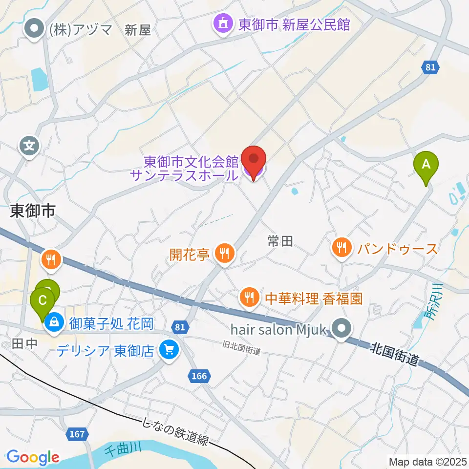 東御市文化会館サンテラスホール周辺のカフェ一覧地図