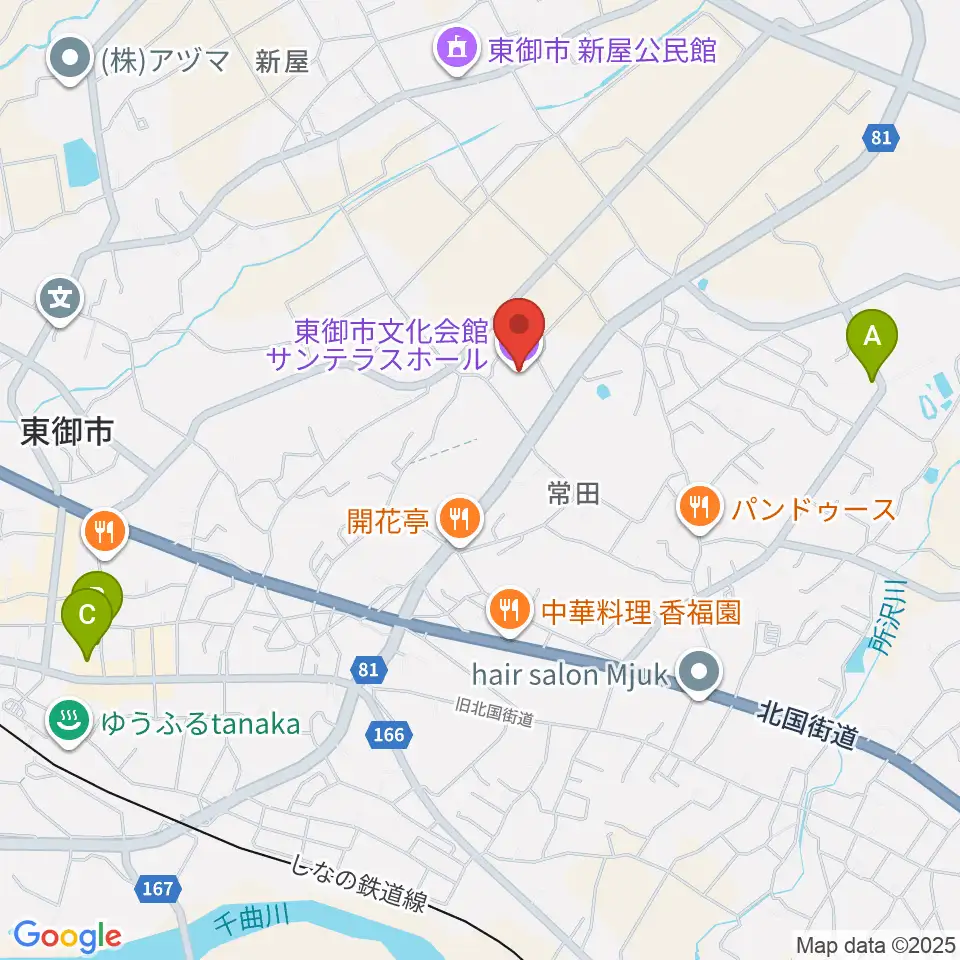 東御市文化会館サンテラスホール周辺のカフェ一覧地図