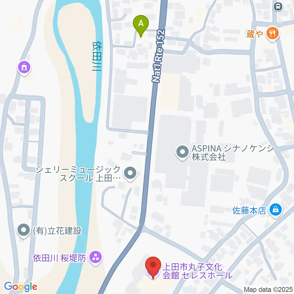 上田市丸子文化会館セレスホール周辺のカフェ一覧地図