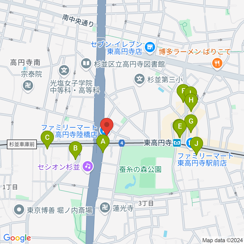 東高円寺U.F.O.CLUB周辺のカフェ一覧地図