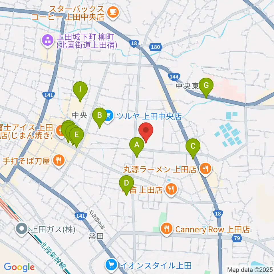 上田文化会館周辺のカフェ一覧地図