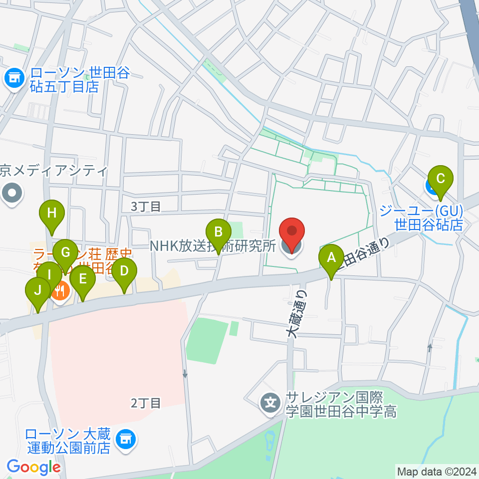 NHK技研講堂周辺のカフェ一覧地図