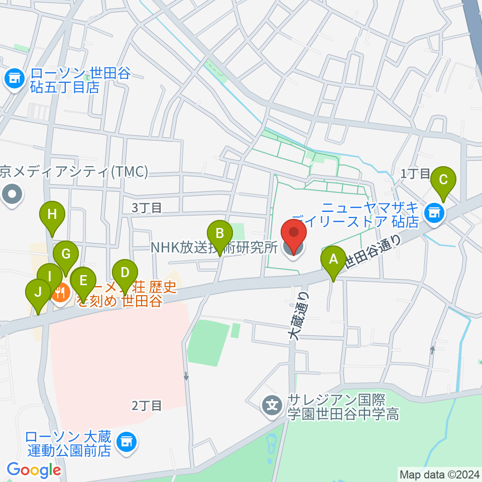 NHK技研講堂周辺のカフェ一覧地図