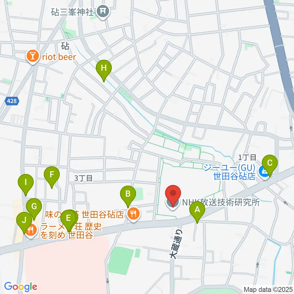 NHK技研講堂周辺のカフェ一覧地図