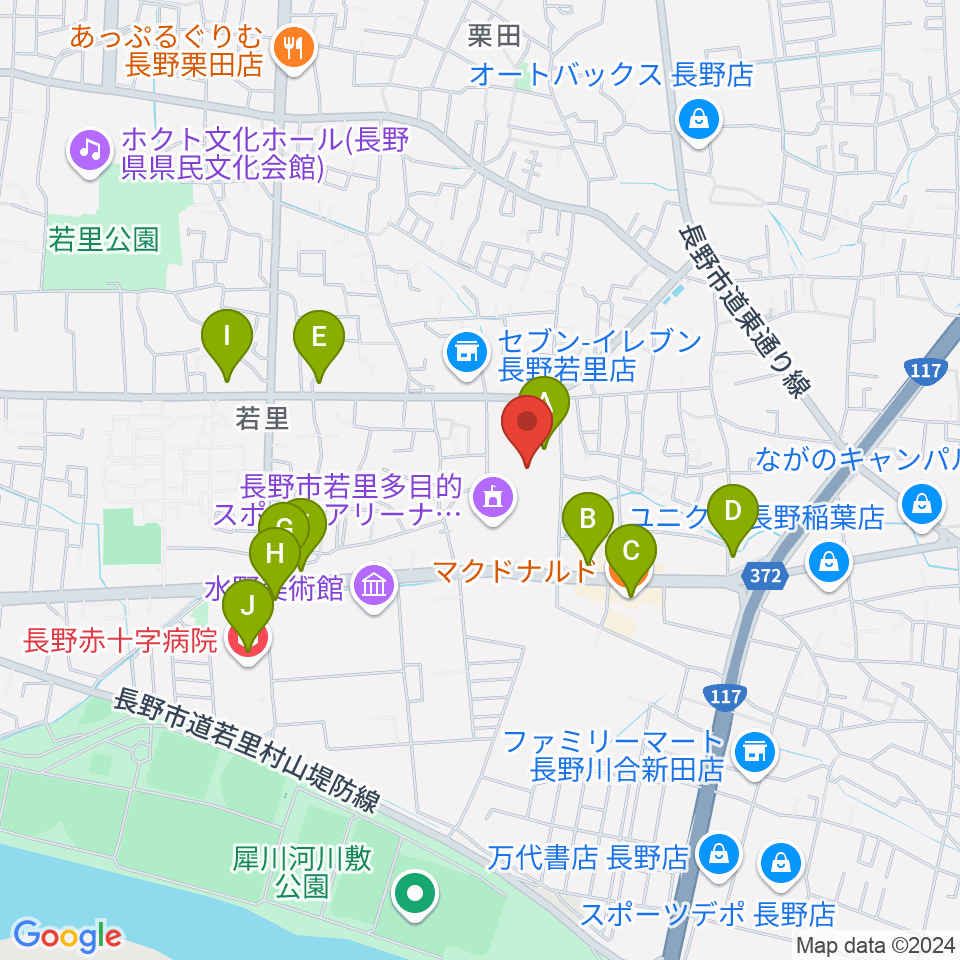 若里市民文化ホール周辺のカフェ一覧地図