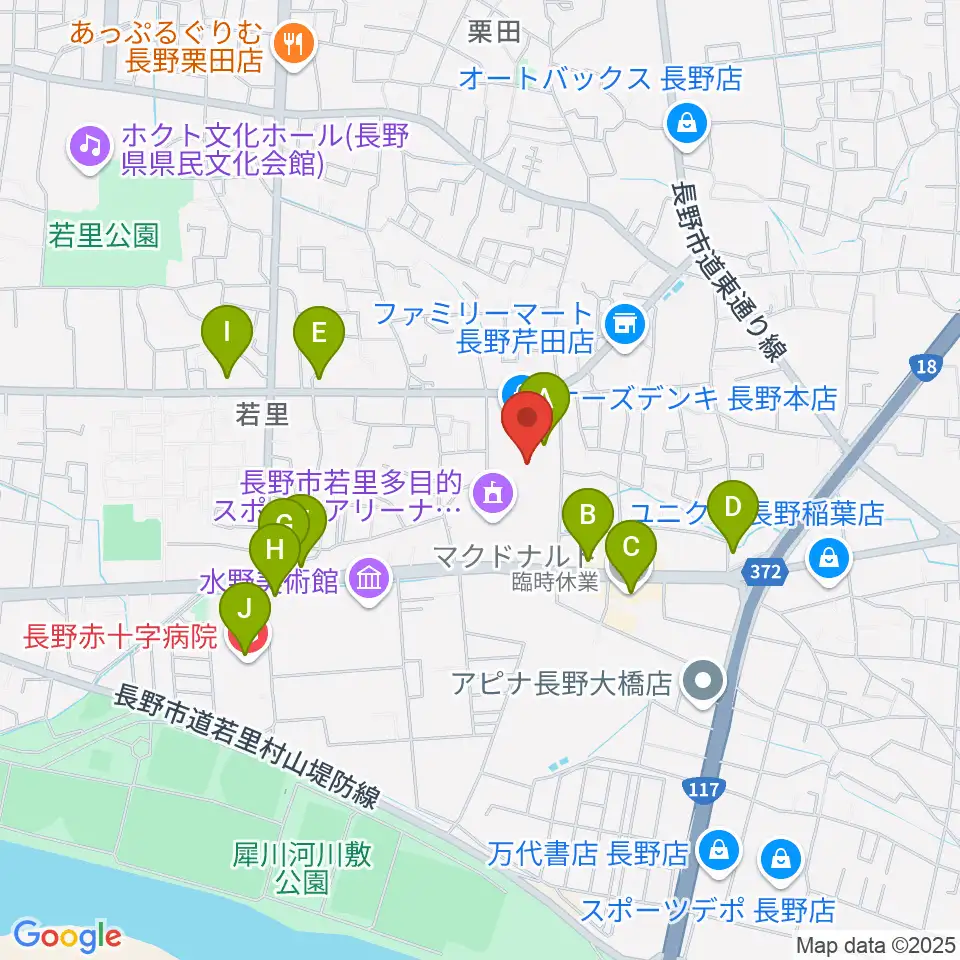 若里市民文化ホール周辺のカフェ一覧地図