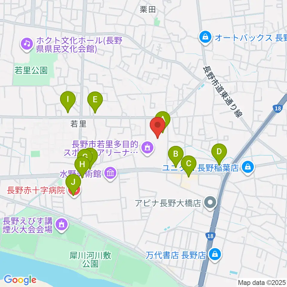 若里市民文化ホール周辺のカフェ一覧地図