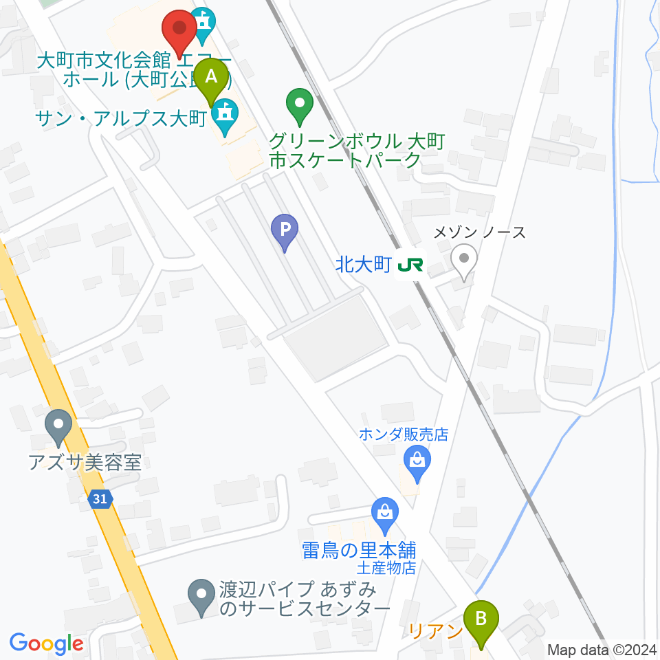 大町市文化会館エコーホール周辺のカフェ一覧地図