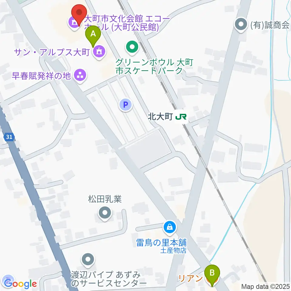 大町市文化会館エコーホール周辺のカフェ一覧地図