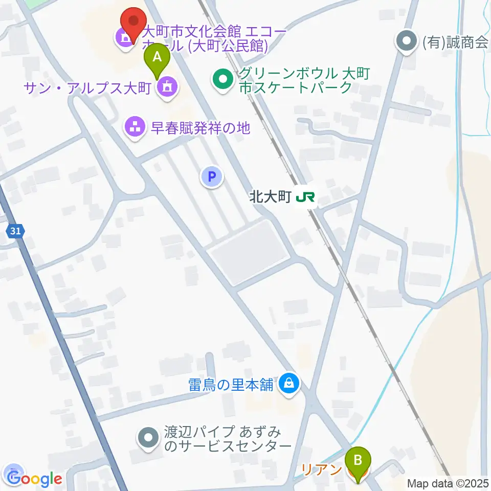 大町市文化会館エコーホール周辺のカフェ一覧地図