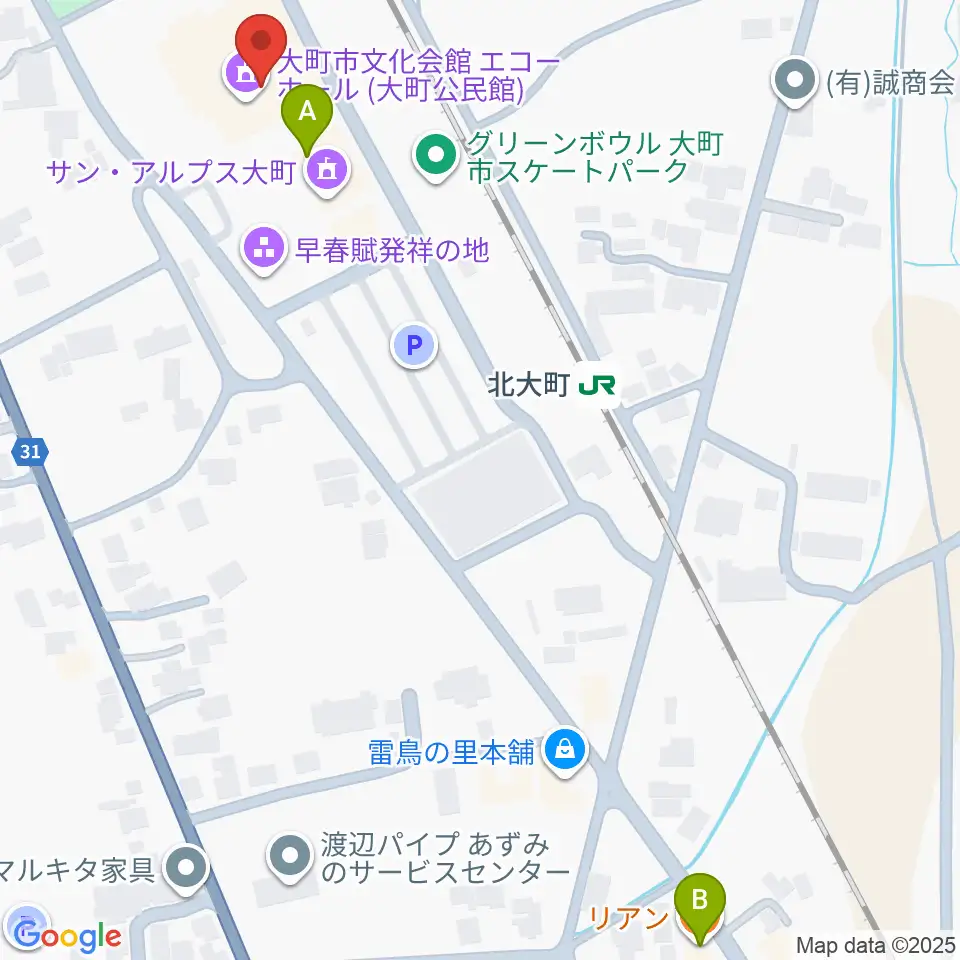大町市文化会館エコーホール周辺のカフェ一覧地図