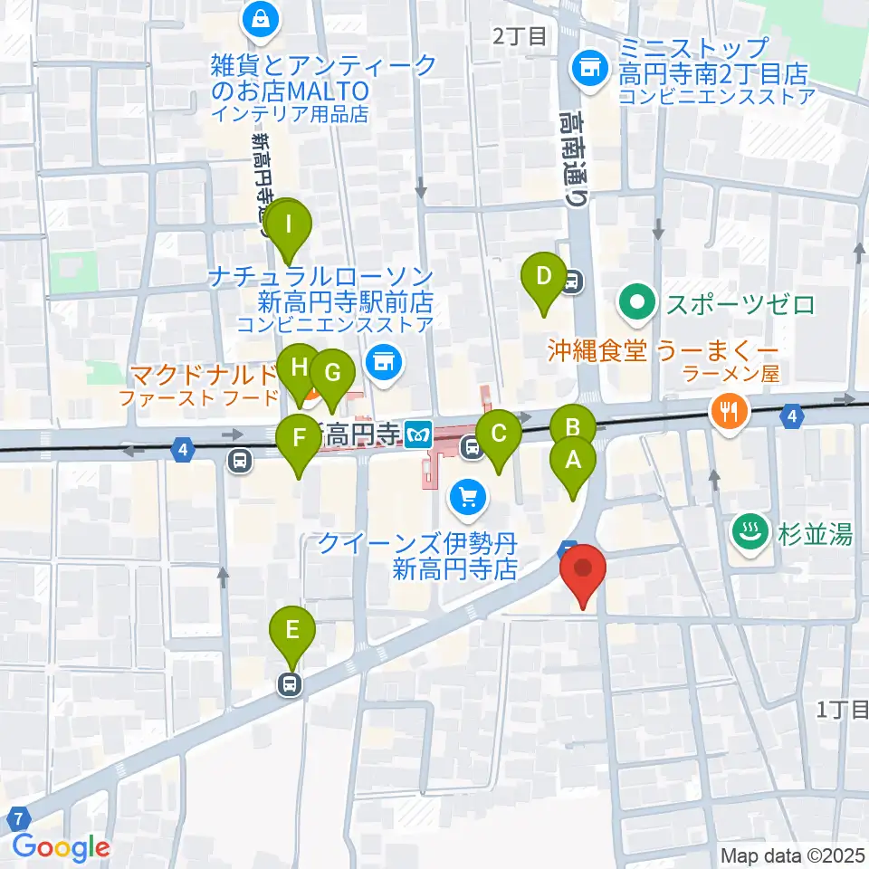新高円寺スタックスフレッド周辺のカフェ一覧地図