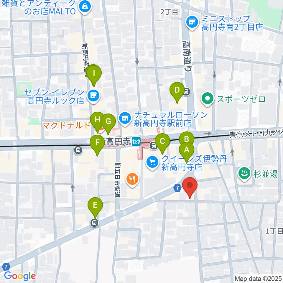 新高円寺スタックスフレッド周辺のカフェ一覧地図