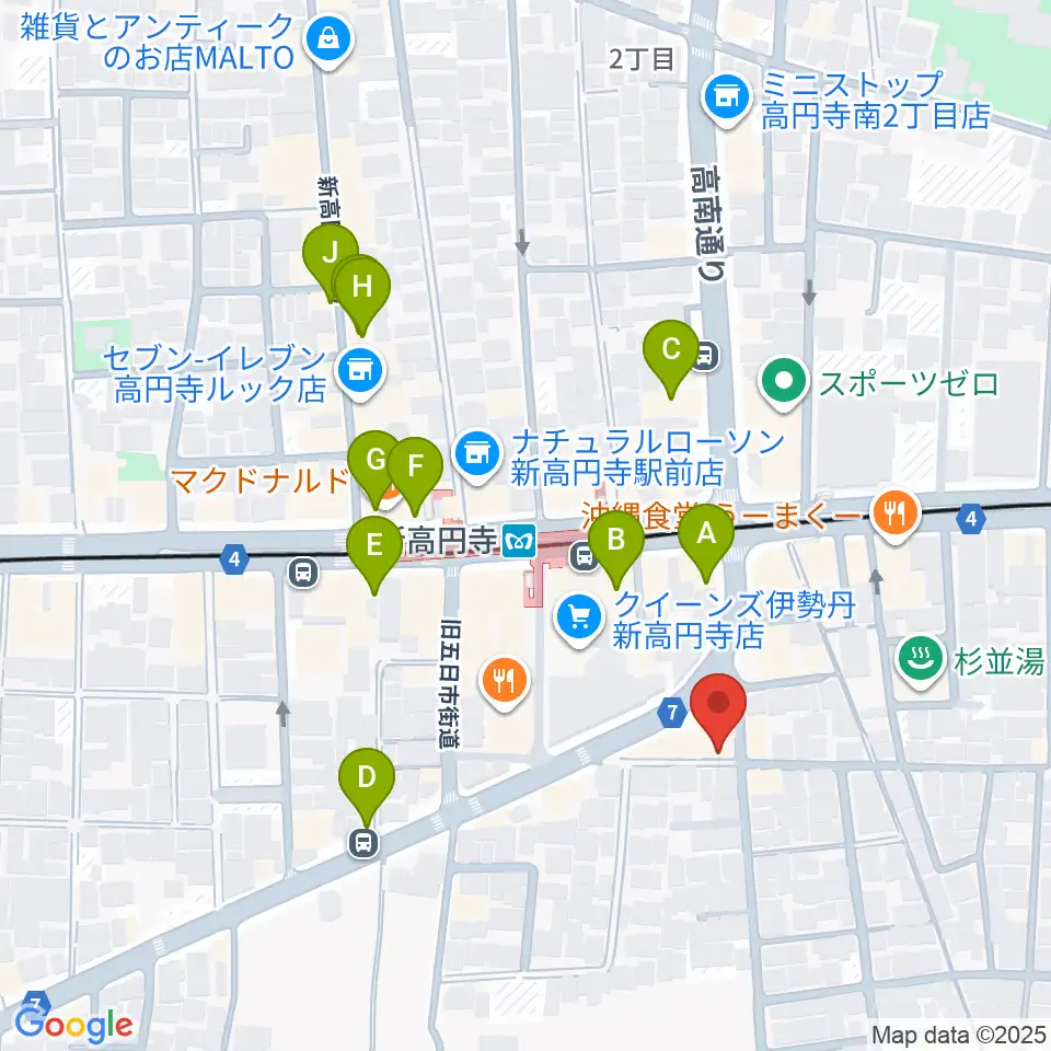 新高円寺スタックスフレッド周辺のカフェ一覧地図