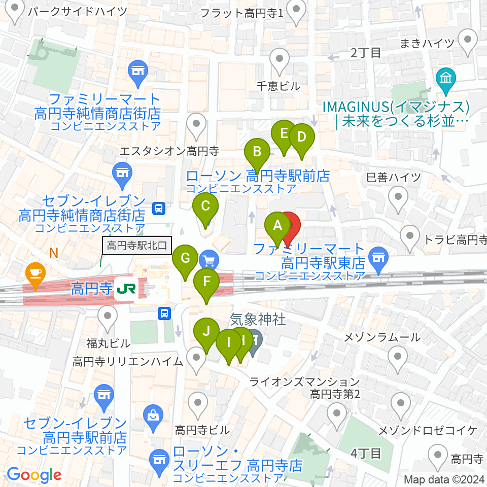 JIROKICHI周辺のカフェ一覧地図
