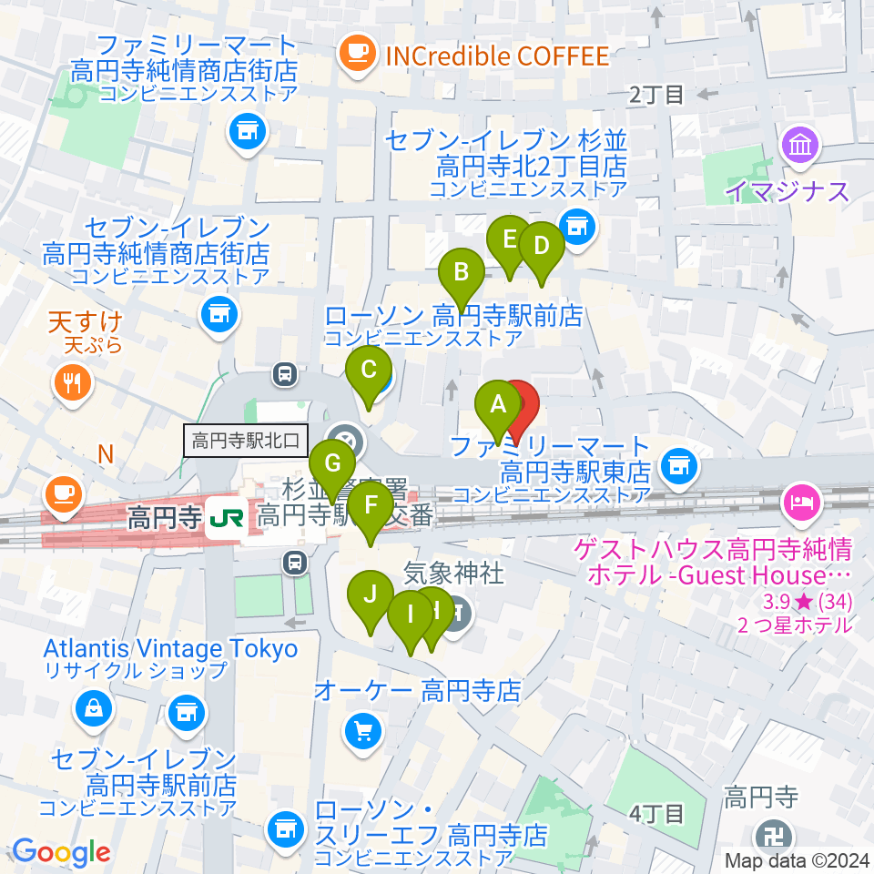 JIROKICHI周辺のカフェ一覧地図