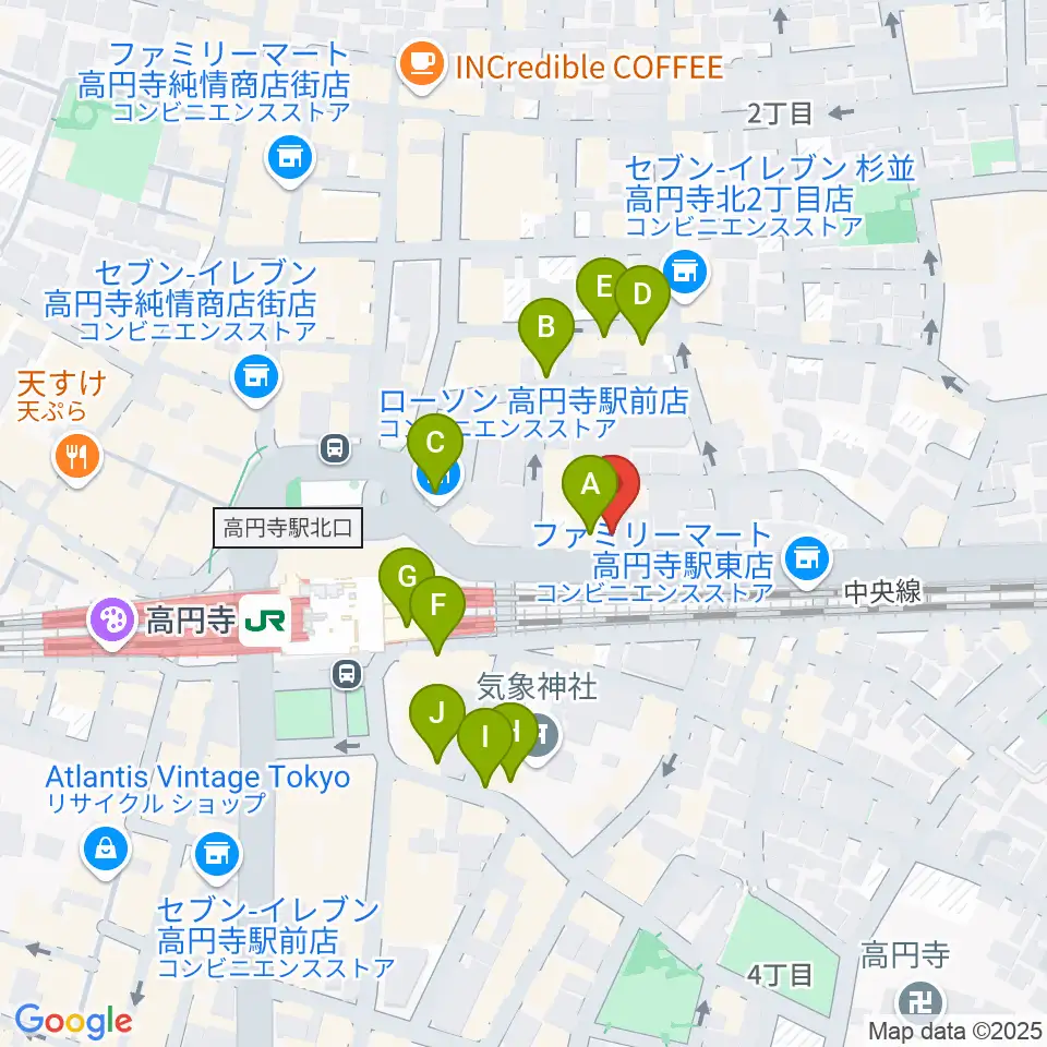 JIROKICHI周辺のカフェ一覧地図