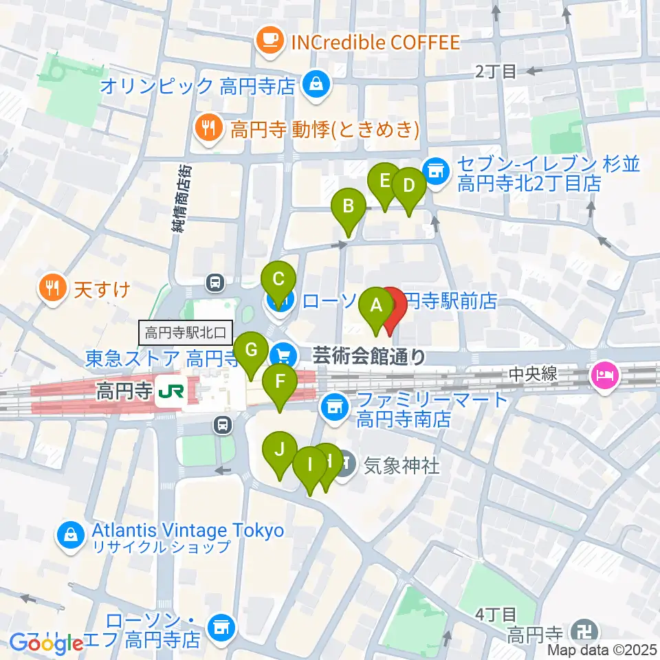 JIROKICHI周辺のカフェ一覧地図