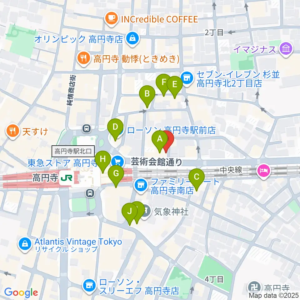 JIROKICHI周辺のカフェ一覧地図