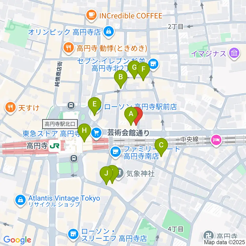 JIROKICHI周辺のカフェ一覧地図
