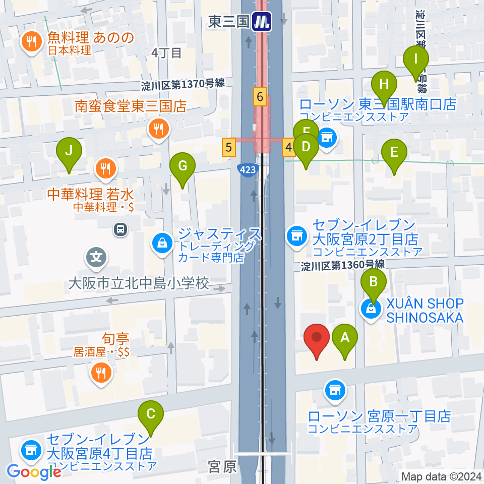 ビーテックジャパン大阪スタジオ周辺のカフェ一覧地図