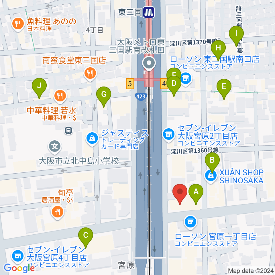 ビーテックジャパン大阪スタジオ周辺のカフェ一覧地図