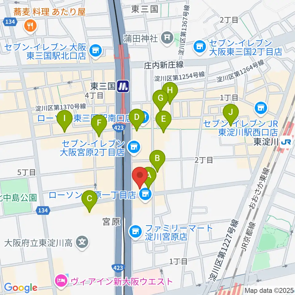 ビーテックジャパン大阪スタジオ周辺のカフェ一覧地図