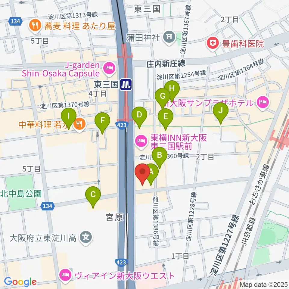 ビーテックジャパン大阪スタジオ周辺のカフェ一覧地図