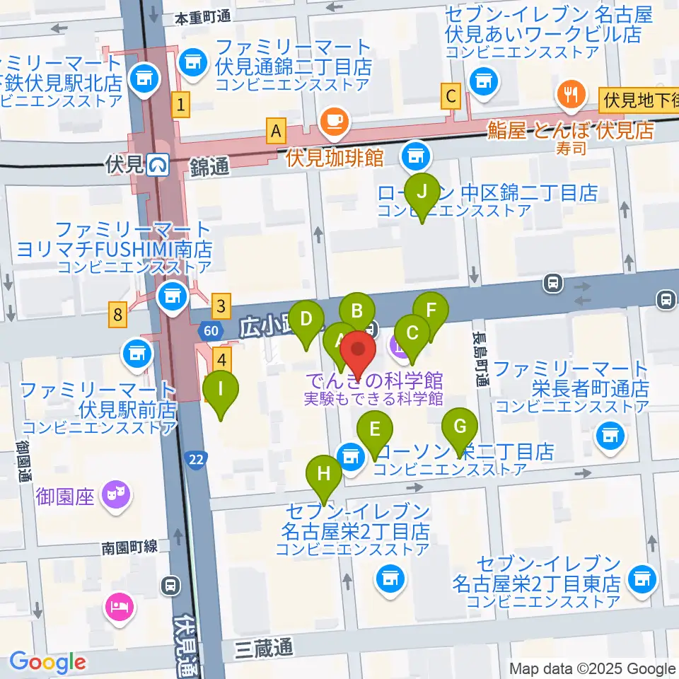 ドルチェ楽器 名古屋店周辺のカフェ一覧地図