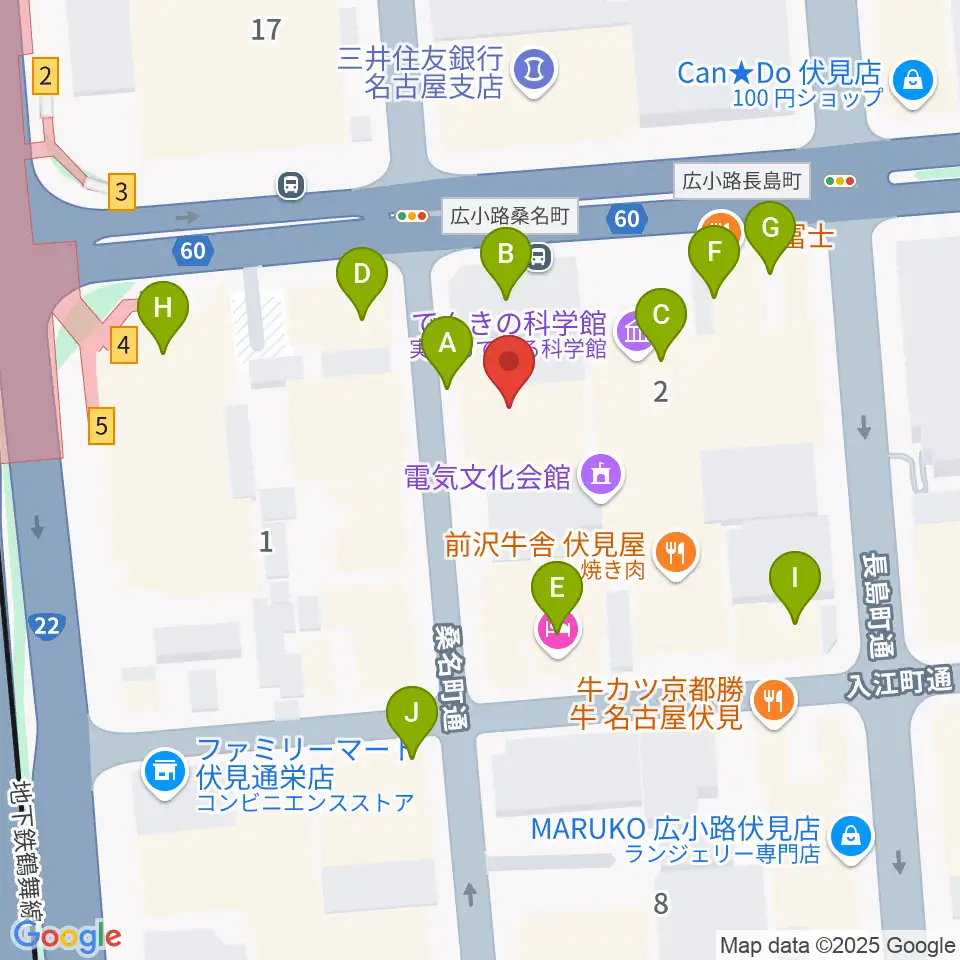 ドルチェ楽器 名古屋店周辺のカフェ一覧地図
