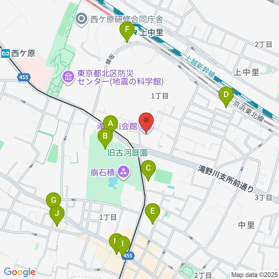 滝野川会館周辺のカフェ一覧地図