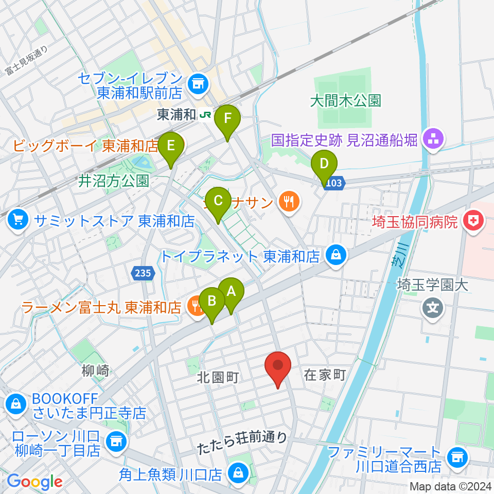 マスカット音楽教室周辺のカフェ一覧地図