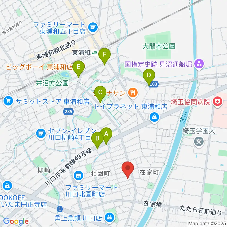 マスカット音楽教室周辺のカフェ一覧地図