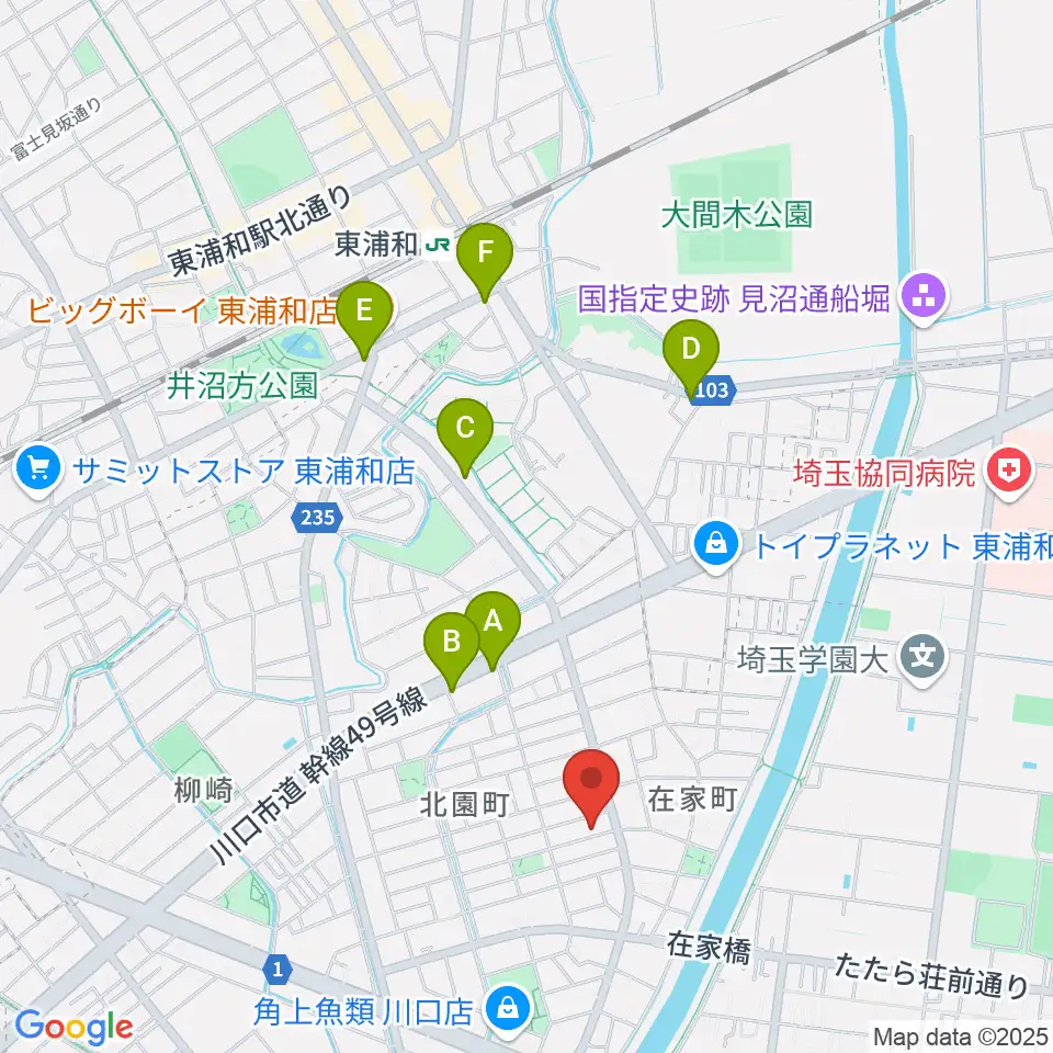 マスカット音楽教室周辺のカフェ一覧地図
